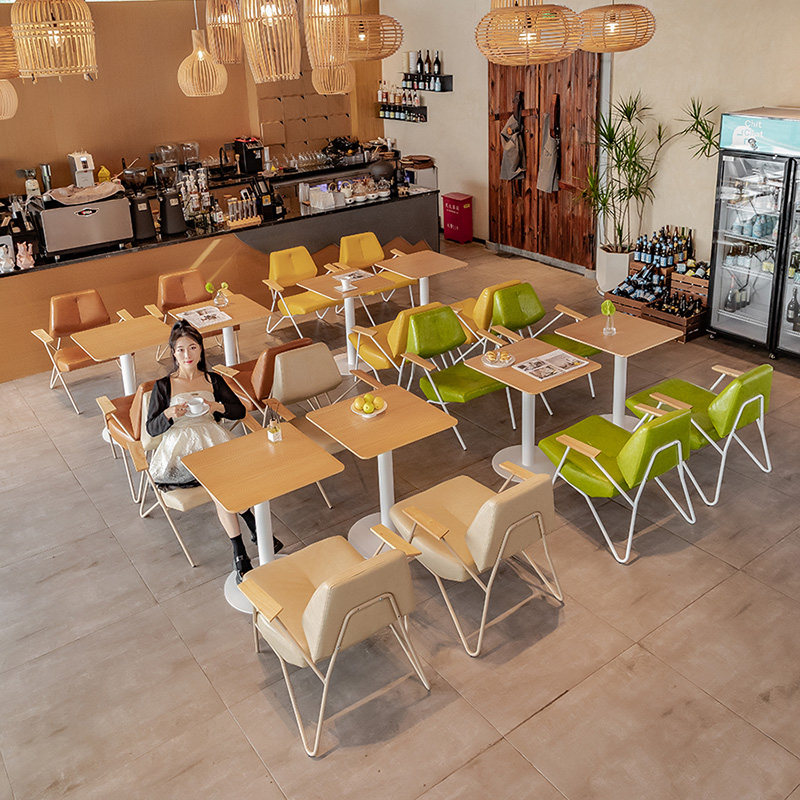 Net red leisure area milk tea shop tables and chairs combined dessert cafeteria sofa book bar shop commercial negotiation