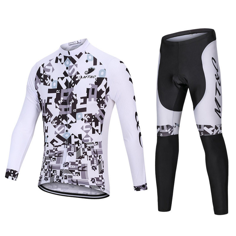 English alphabet sportswear cycling suit suit spring autumn winter long-sleeved short-sleeved top pants male mountain biker