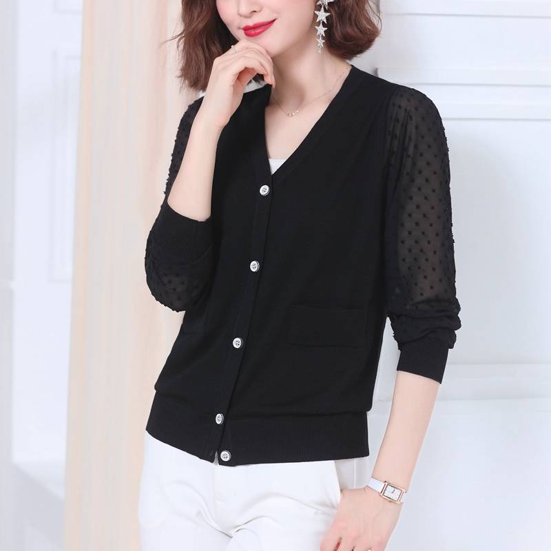 Cardigan áo khoác phụ nữ bên ngoài lông mỏng mùa xuân 2020 mới băng lụa dệt kim ngắn chống nắng khăn choàng nhỏ