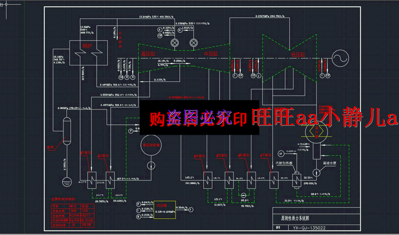 125MW thermal system diagram CAD drawings dwg drawings-Taobao