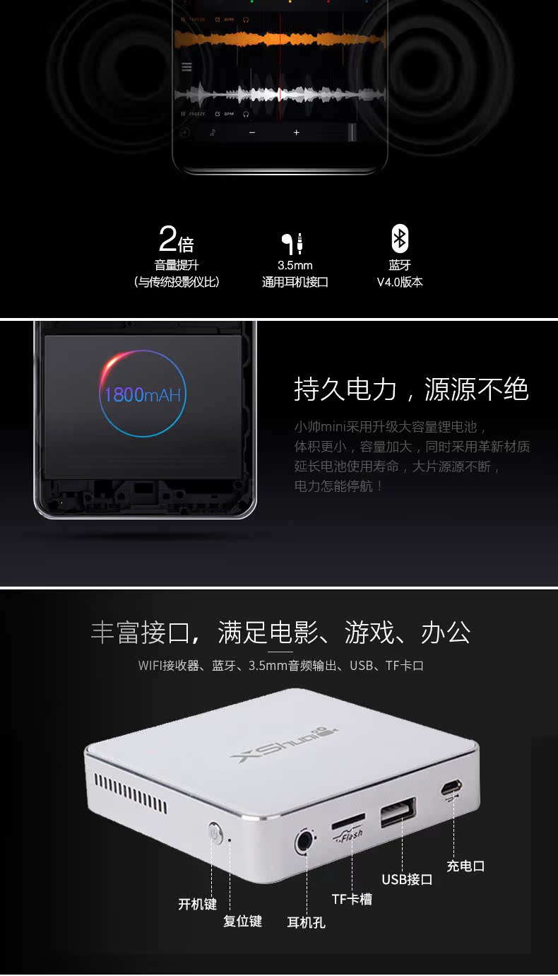 Xiaoshuai IBOXmini máy chiếu không có màn hình TV điện thoại di động chiếu Android Máy chiếu Apple wifi quà tặng lãng mạn