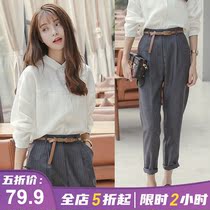 Small summer clothes with 2021 new womens two-piece suit summer fat mm large size shows height and thin autumn fashion