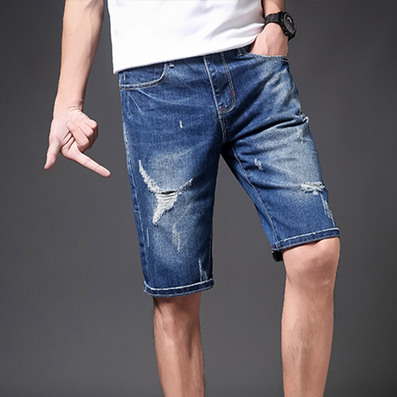 quần năm điểm Breaking lỗ denim quần short của nam giới mất mùa hè bên ngoài mỏng mặc bảy điểm quần ngựa 2020 triều mới.