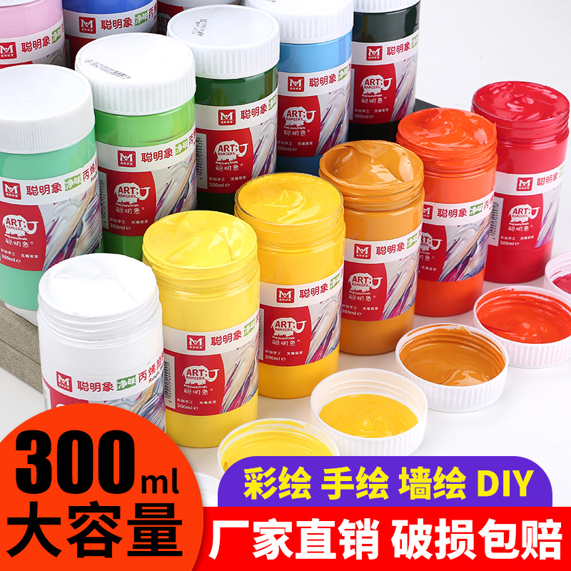 Clever Elephant Propylene Paint Wall Drawing Special Waterproof Suit Metal Color White 300ml Beginner Fine Arts Raw Diy Hand Painting Shoes Big Bottle Jar Not Easy To Drop Color Children Graffiti Material Tool
