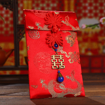 Big red bag wedding 12 million yuan high-end personality creative wedding newlywed cloth satin mouth change fee Chinese style