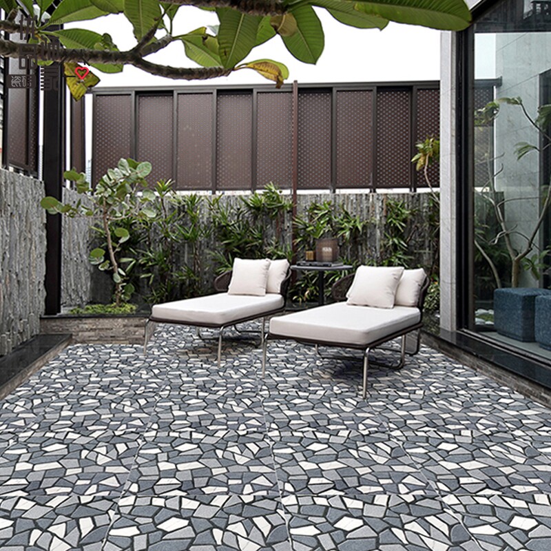 Retro courtyard non-slip floor tiles 600x600 outdoor terrace Entrance Garden abrasion resistant tile Cracks Imitation Ancient Brick