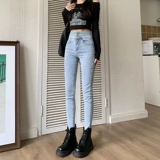 Осенние джинсы, штаны, синий весенний карандаш, в обтяжку, 2024 года, новая коллекция, высокая талия