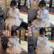 Foreign trade Korean childrens clothing 19 winter temperament doll large lapel cashmere plaid childrens woolen dress jacket