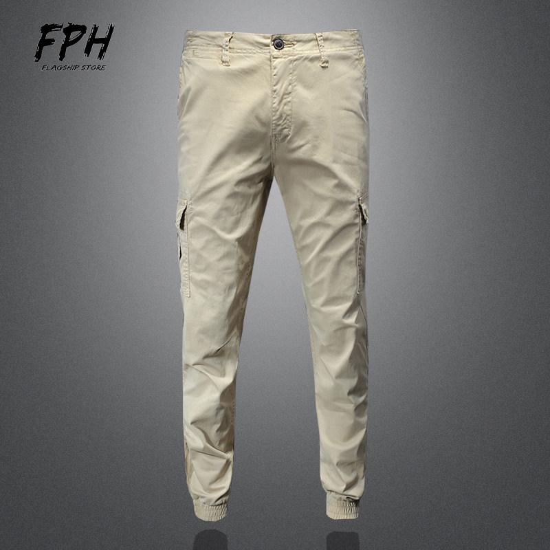 FPH cargo pants men's small foot slimming Korean version trend thin men's pants summer tide brand corset casual trousers