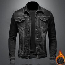 Mens tooling denim jacket plus velvet padded Korean 2019 Winter new trend casual denim jacket men