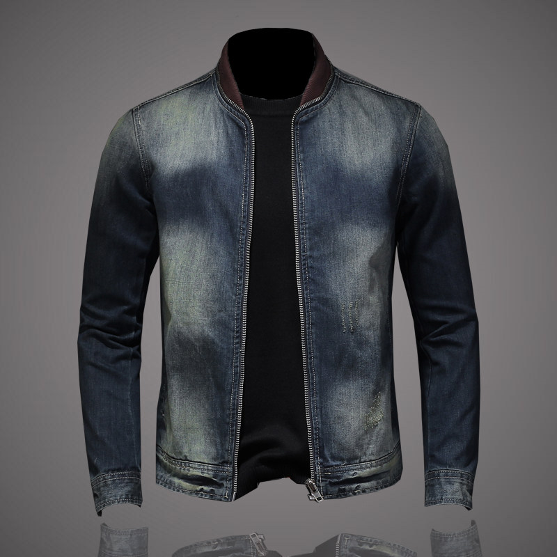 Fried Street Tooling Denim Jacket Male Korean Version Trendy Spring Autumn 2021 New Tide Card Casual Denim Clothing Clip