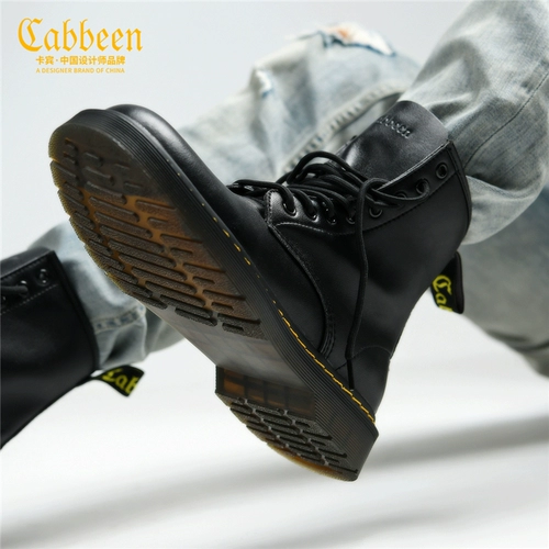 Martens, мужская высокая черная весенняя утепленная удерживающая тепло обувь в английском стиле, в британском стиле