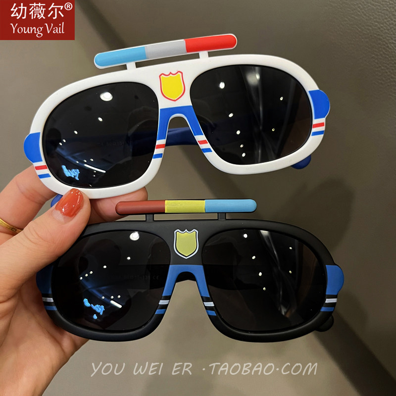 Children Sunglasses Baby Cartoon Cars Polarized Sunglasses Boy Girl's Anti-UV Shading Silicone Glasses Tide-Taobao