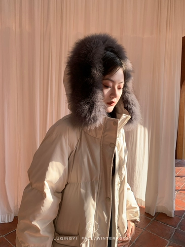 鹭青一 Демисезонный длинный пуховик, бархатная куртка, средней длины, увеличенная толщина, утиный пух