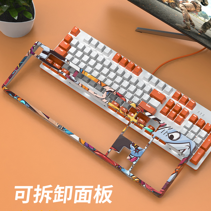 Fighting Fish Real Mechanical Keyboard Game Electric Race Wire Special Black Green Black Tea Shaft CF Eat Chicken Hero League Internet Cafe Double Parquet Powder White Tennis Red Office Typing Laptop Old Xu External Device