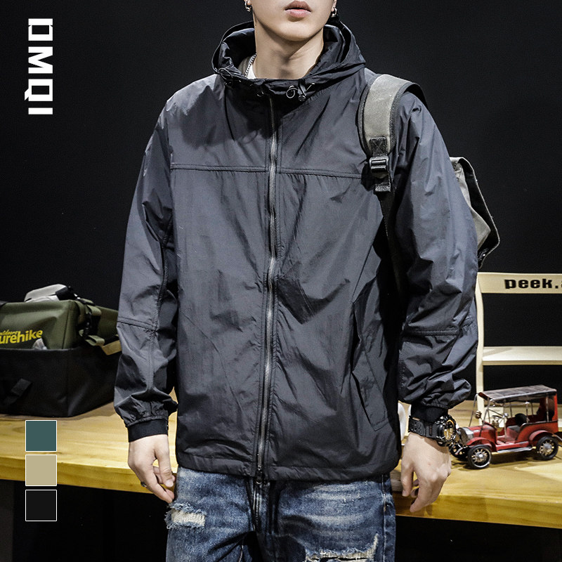Spring Autumn Outdoor High-end Quality Tandem Cap Windproof Submachine Clothing Jacket Male Loose Large Size Yard Spring Flight Jacket Windsuit