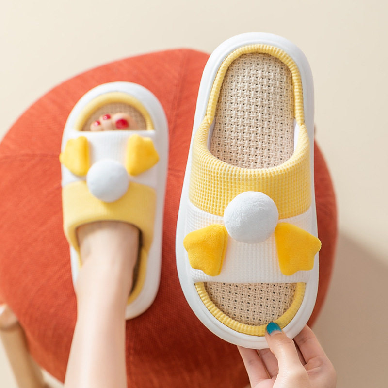 Duck Fart Linen Slippers Women's Spring Deodorant Home Indoor Guest Use Non-slip Men's Couples Sweat-absorbing Soft Bottom Parent-child Children