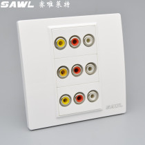 Type 86 concealed three-position welding-free AV audio and video socket Red white and yellow three-hole lotus head audio and video panel