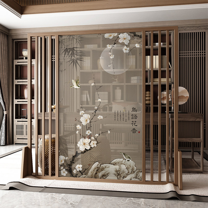New Chinese screen partition Living room bedroom shades the home simple modern wood solid wood skeletonized study room movement