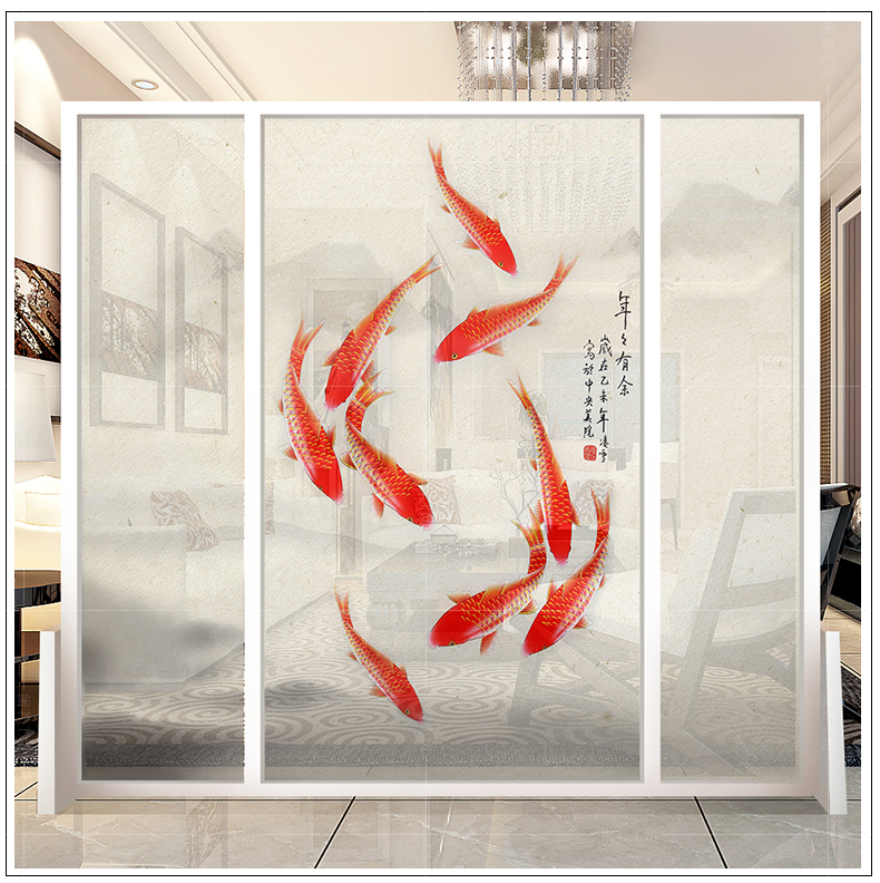 Mới Trung Quốc phong cách màn hình phân vùng phòng khách thời trang hiên nhà gỗ rắn rỗng chín cá hình màn hình cổ điển chỗ ngồi phòng ngủ di động - Màn hình / Cửa sổ vách ngăn trang trí cầu thang