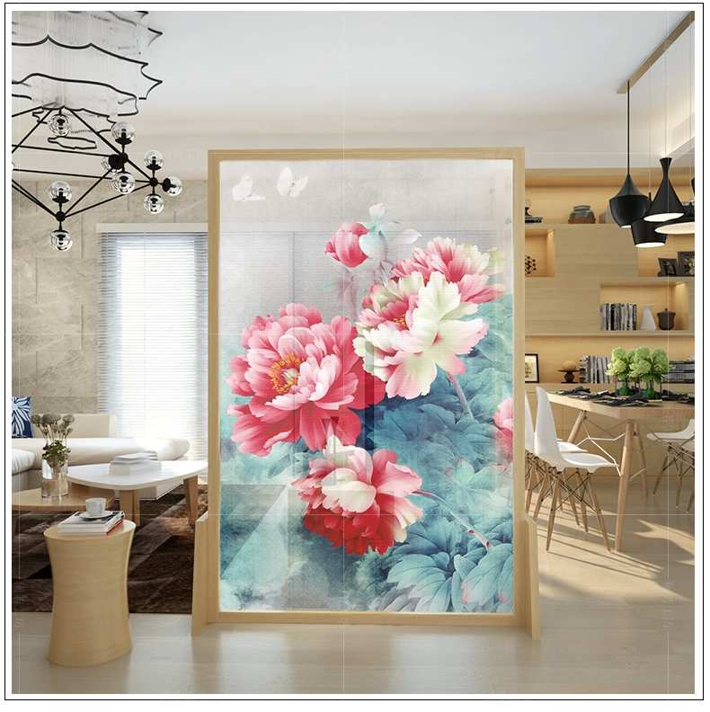 Trung Quốc màn hình phân vùng phòng khách hiện đại tối giản thời trang gỗ rắn phòng ngủ văn phòng cổ điển màn hình ghế khách sạn hoa mẫu đơn di động - Màn hình / Cửa sổ bình phong gỗ hiện đại