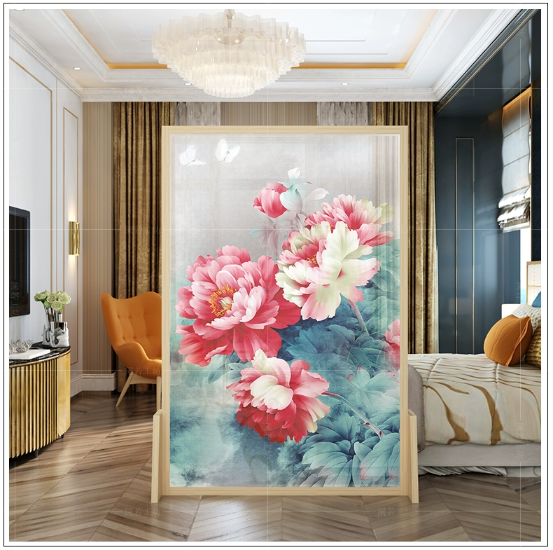 Trung Quốc màn hình phân vùng phòng khách hiện đại tối giản thời trang gỗ rắn phòng ngủ văn phòng cổ điển màn hình ghế khách sạn hoa mẫu đơn di động - Màn hình / Cửa sổ bình phong gỗ hiện đại