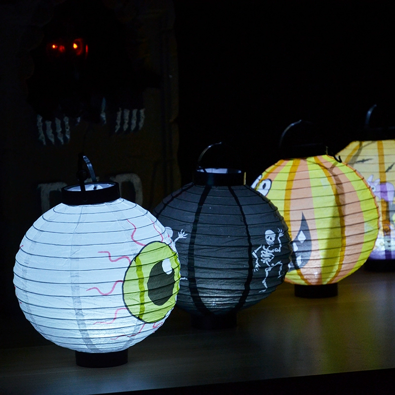 Trang trí Halloween cung cấp đèn lồng di động treo giấy bí ngô đèn lồng pin phát sáng lễ hội ma Jack đèn bí ngô - Sản phẩm Đảng / Magic / Hiệu suất