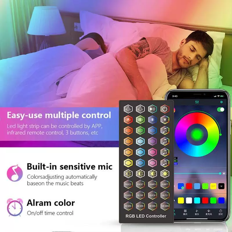 Светодиодная лента 5050 Bluetooth RGB, праздничные декоративные огни