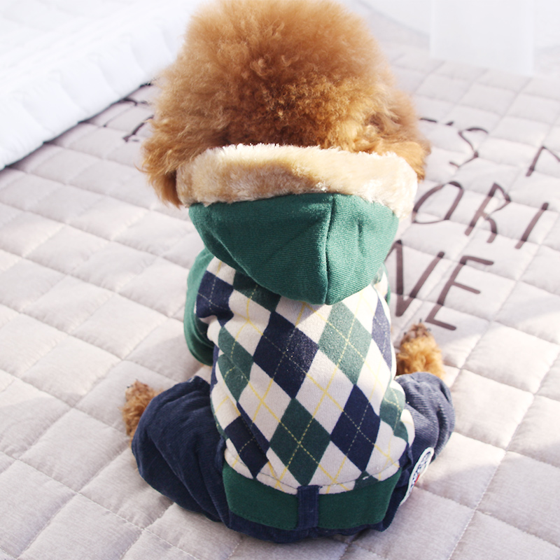 Thickened warm dog clothes Teddy clothes autumn and winter clothes four-legged clothes puppy Bichon Pomeranian pet clothes
