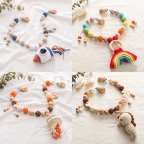 Newborn birth set pacifier chain crib pendant cute crochet rocket rainbow animal teether stroller chain