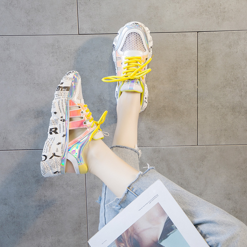 Tide Cards 2021 Summer New Sandals Women Fairy Wind Korean Version 100 Hitch Hollowed-out Sneakers Old Daddy Tennis Red Women's Shoes