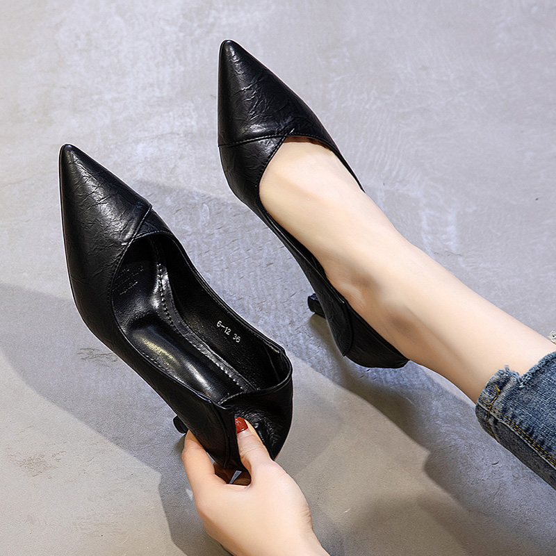 Tide Cards High Heels Women's Net Red Little Fresher 2021 New Two Wear Soft Leather Custard Thin Heel Women Shoes Single Shoes