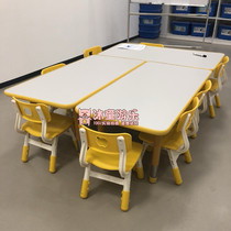 Kindergarten training class early education long square table fireproof board table children learn six long square table can lift studio table