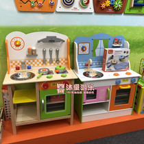 Kindergarten childrens wooden boutique simulation kitchen combination cabinet doll home parent-child baby play home simulation series