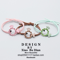 Korean Hairband Children Baby leather band Rubber Band female head rope Crown tie hair rope girl heart Net red hair accessories
