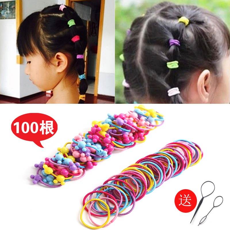 Child hair ring hair ring haircut girl Zhair Hair Rubber Band Colored Hair Ring Head Decorated without injury About 100 roots