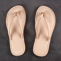 Handmade Goodyear Leather Flip-flops Tanning Leather Japanese God indoor and outdoor sandals deodorant cowhide leather slippers