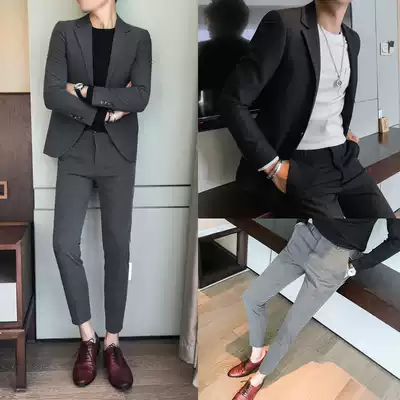 Spring season handsome suit men's suit youth Korean version of the trend student slim-fit set of casual business suit jacket
