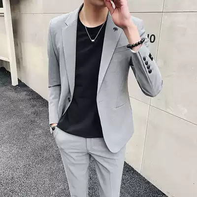 Spring new suit men's suit youth Korean version of the tide student slim-fit set of handsome suit jacket casual business