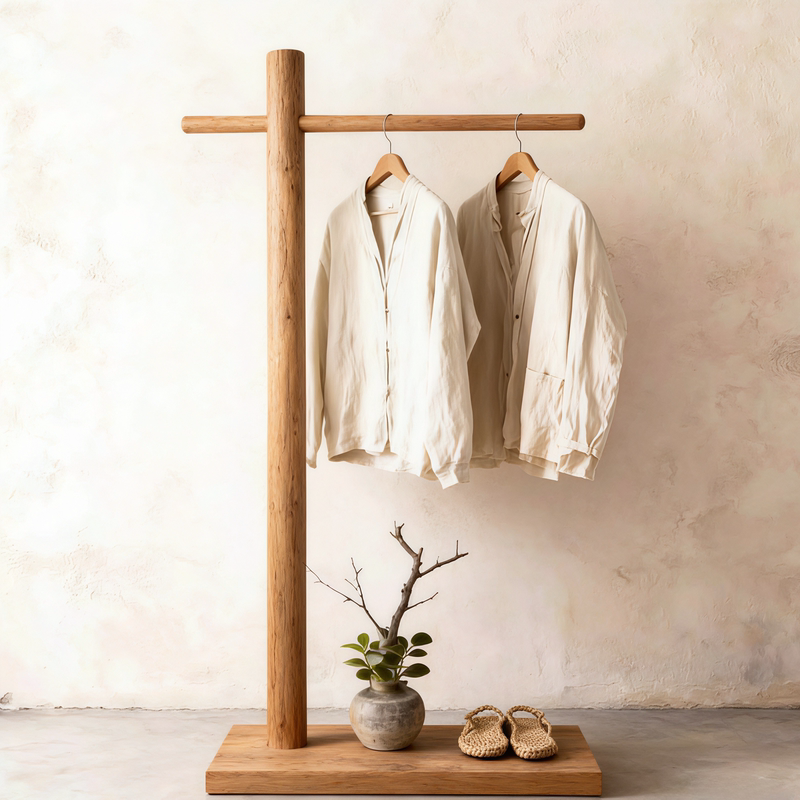 Retro Wooden Coat Rack, Solid Wood Standing Coat Rack, Simple Floor-Standing Rack for Home Use, Clothing Display Rack for Shopping Malls Retro Wooden Coat Rack, Solid Wood Standing Coat Rack, Simple Floor-Standing Rack for Home Use, Clothing Display Rack for Shopping Malls