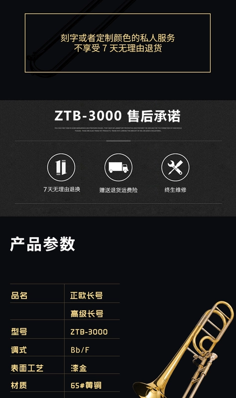 Đồng thau châu Âu trombone ZTB-3000 loại Bb / F sơn vàng trombone tiên tiến - Nhạc cụ phương Tây