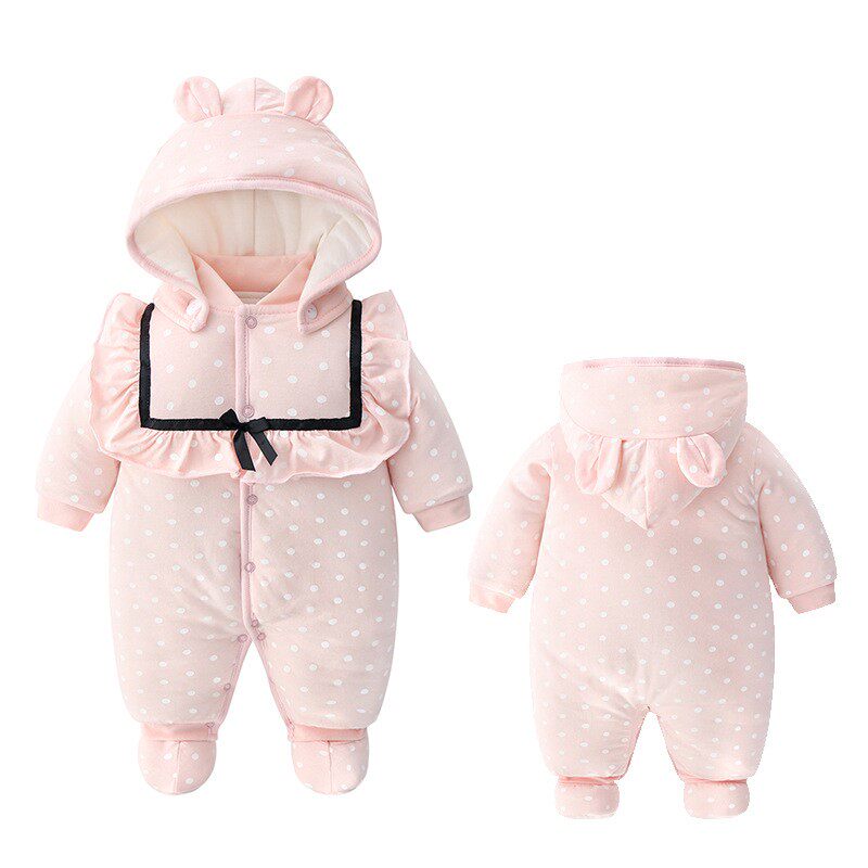 Baby Clothes Autumn Winter Pinch cotton thickened Even body jacket Hat Detachable Baby Pure Cotton Humpsuit Out of cotton clothes