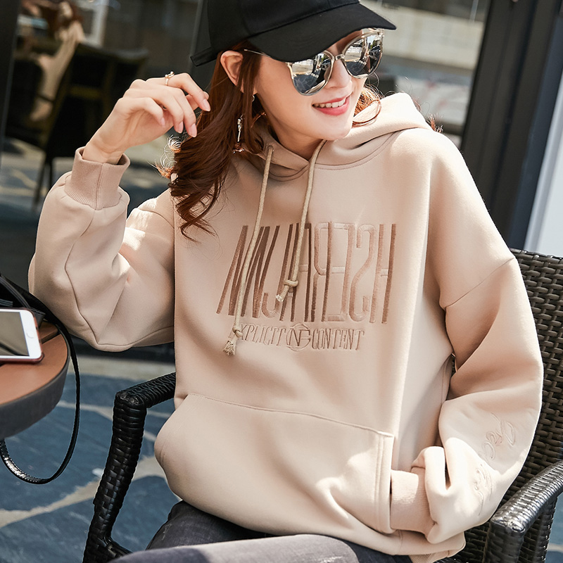 Even cap sports jersey woman plus suede thickened tide ins2021 Spring autumn new Korean version loose with lazy wind jacket jacket