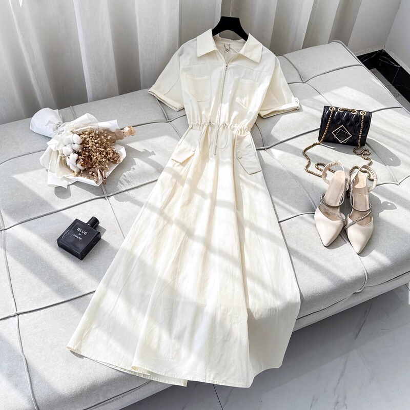 Plus-Size Women's Clothing, Summer Hot-Selling New Style 2026, Slightly Chubby mm French-Style High-End Shirt Dress, Tummy-Covering and Slimming Dress