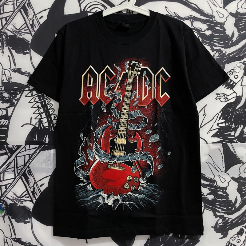 [Thai Version] Ac/Dc Band Merchandise Imported Short-Sleeve T-Shirt Heavy Metal Rock European and American Style Unisex Pure Cotton E-5