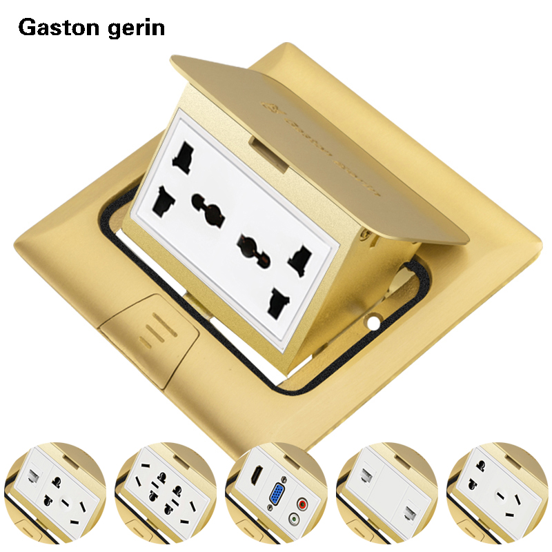 Gaston gerin All copper damping pop-up floor socket Five holes with network multi-function waterproof floor socket