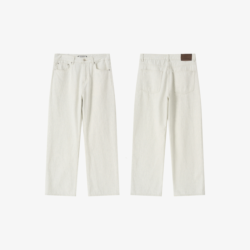 Cat and Mouse 26Ss Waterfall Silver Line White Straight Jeans for Men, Summer Thin Long Pants (Can Be Worn in Summer)