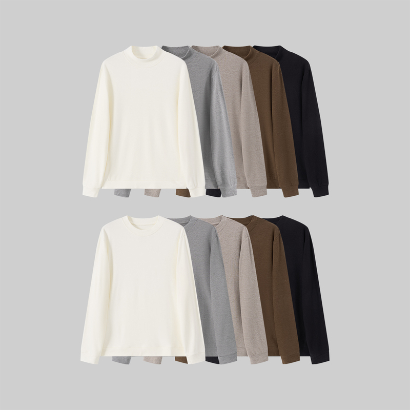 Catandmouse Cat and Mouse Eco-Friendly Base Layer Shirt for Men and Women, Round Neck, Half Turtleneck, Warm, Imitation Cashmere, Long Sleeves