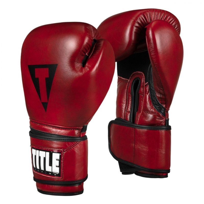 Title Boxing Blood Red Leather Genuine Leather Vintage Training Gloves Punching Bag Boxing Muay Thai