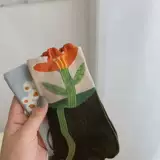 Ник носки маленький свежий ролл -дизайн цветочного дизайна Японский универсальный сложенный сложен